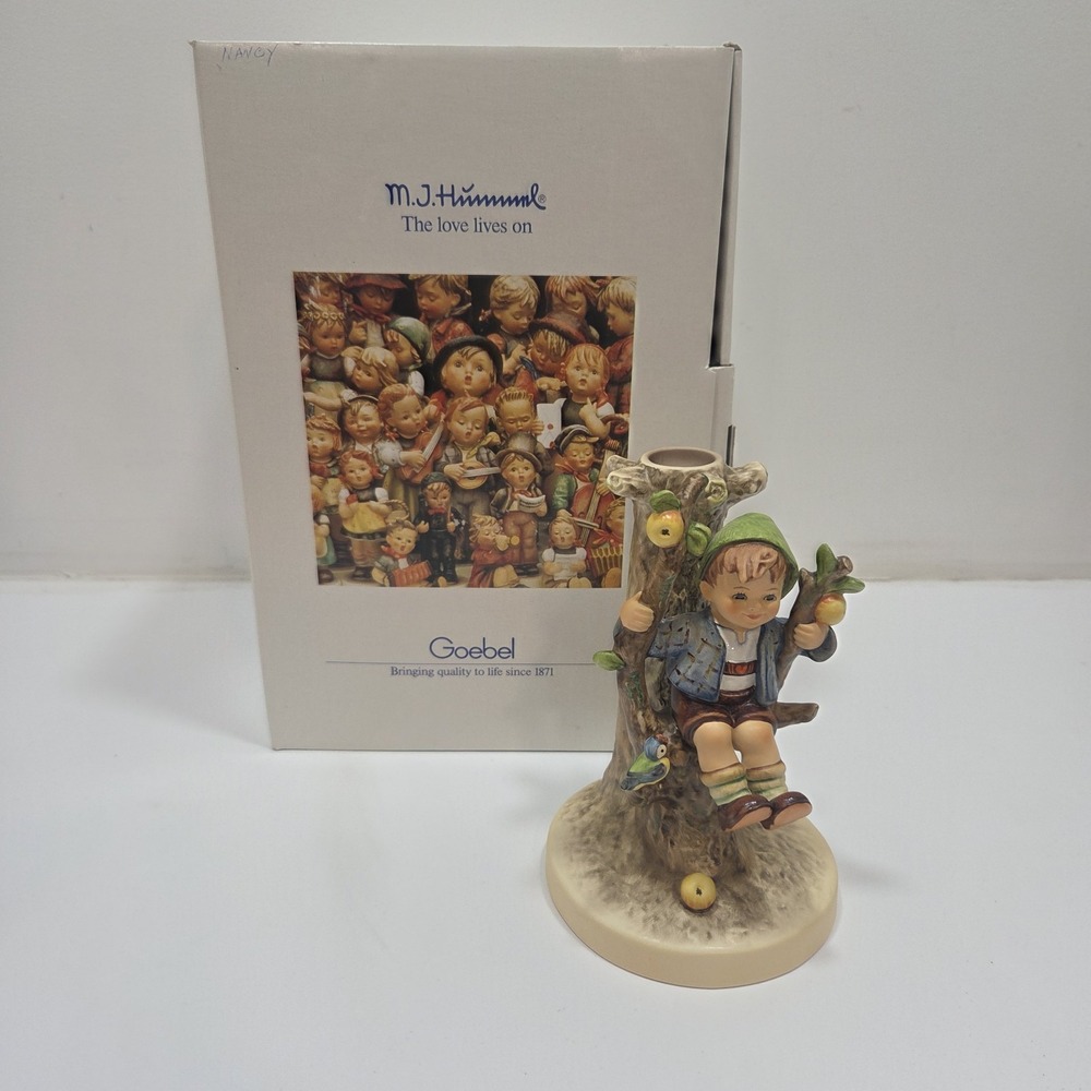 Vintage Goebel Hummel W Germany Figurine #677 Boy in Apple Tree Bird Statue